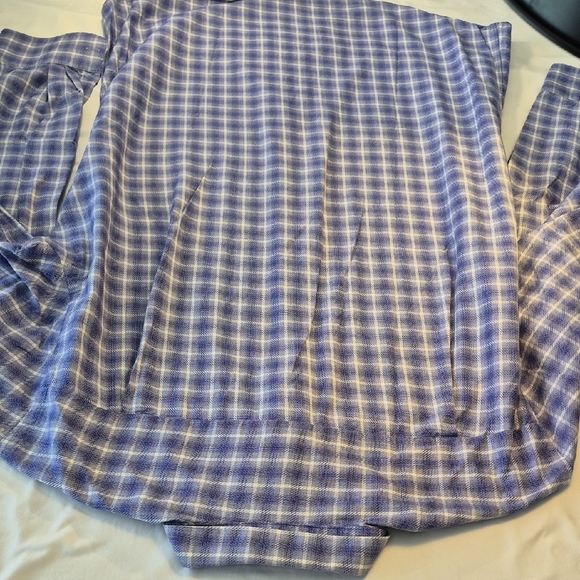 Paul Fredrick Long Sleeve Button Down Purple and White Plaid Men's Shirt - Picture 10 of 15